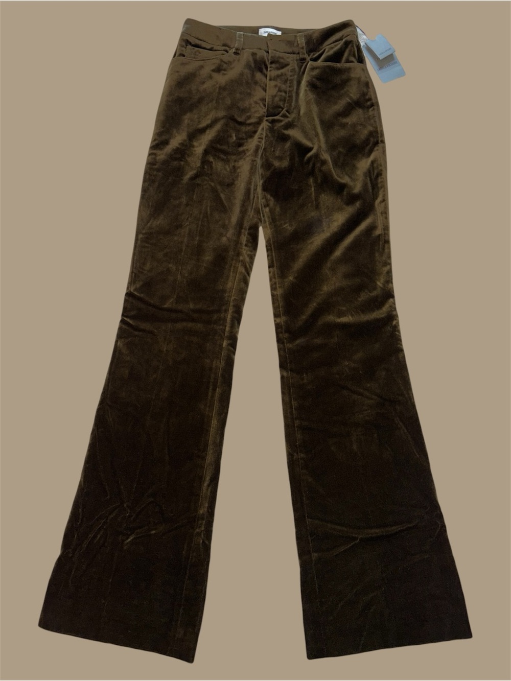 Zadig & Voltaire Chocolate Brown Flared Velvet Tailored Pants